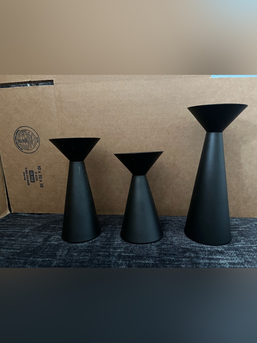 Matte Black Modern Cone Candle Holder - Home Accents